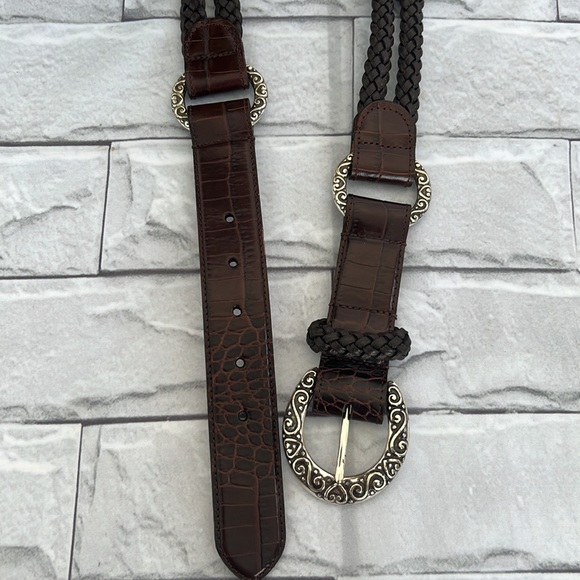 NWOT Brighton brown silver hardware braided belt 36 - Picture 6 of 9